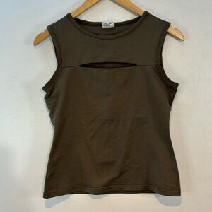 Lotus wear olive green slit front sleeveless workout top size 6